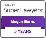 Badge identifying Mirador Law partner Megan Burns selected by Super Lawyers for at least 5 years.